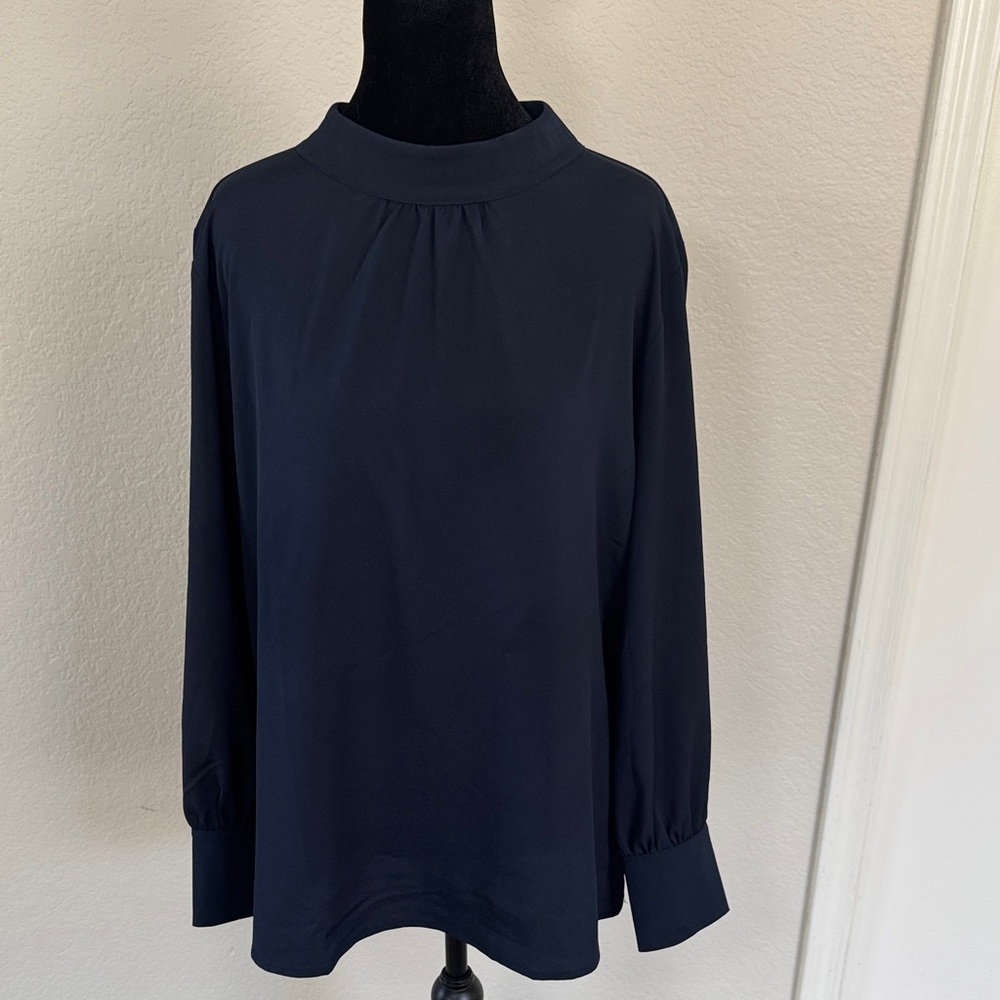 Ann Taylor Navy Long Sleeve Blouse